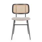 fekete fem rattan szek modern lakas otthon retro stilus vilagos szurke szovet ipari etkezo etterem kavezo butor etkezoszek.jpg